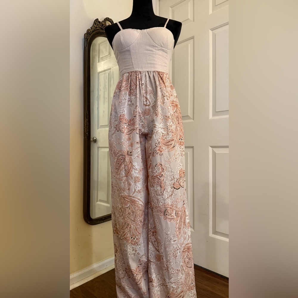Band  of the Free Cream and Pink Jumpsuit - Picture 2 of 9